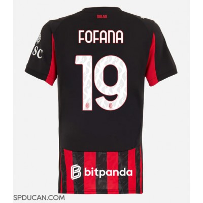Zenski Nogometni Dres AC Milan Youssouf Fofana #19 Domaci 2025-26 Kratak Rukav Zenski Nogometni Dres AC Milan Youssouf Fofana #19 Domaci 2025-26 Kratak Rukav